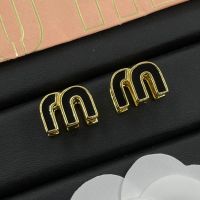 Miu Miu Earrings With Enamel Strass M Letter In Metal Gold/Black
