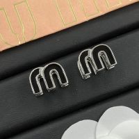 Miu Miu Earrings With Enamel Strass M Letter In Metal Silver/Black