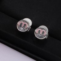 Miu Miu Earrings With Enameled M Crystal In Metal Silver/Pink