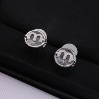 Miu Miu Earrings With Enameled M Crystal In Metal Silver/White