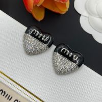 Miu Miu Earrings With Logo Enamel Strass Heart In Metal Silver