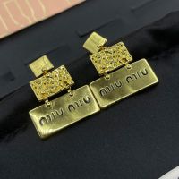 Miu Miu Earrings With Logo Nameplate In Metal Gold
