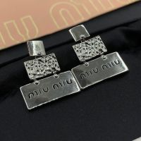 Miu Miu Earrings With Logo Nameplate In Metal Silver