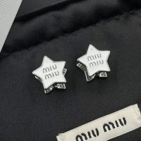 Miu Miu Earrings With Strass Enameled Logo Pentagram In Metal Silver/White