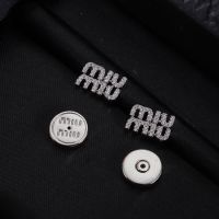 Miu Miu Earrings With Strass Letter In Metal Silver