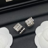 Miu Miu Earrings With Strass Logo Cube In Metal Silver