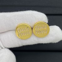 Miu Miu Earrings With Strass Logo Round In Metal Gold