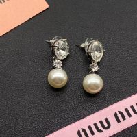 Miu Miu Earrings With Zirconia Pearl Pendant In Metal Silver