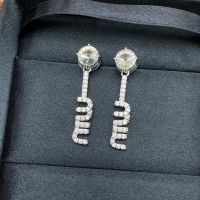 Miu Miu Earrings With Zirconia Strass Logo Pendant In Metal Silver