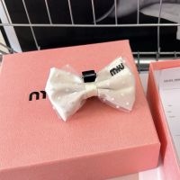 Miu Miu Hair Clip With Logo Lace Bowknot In Acetate White