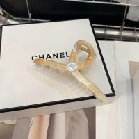 Miu Miu Hair Clip With Round Strass Logo in Acetate Beige