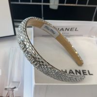 Miu Miu Headband With Allover Strass In Metal And Sponge Silver
