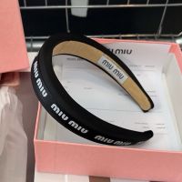 Miu Miu Headband With Monogram Strap In Cotton And Sponge Black