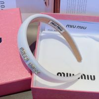Miu Miu Headband With Strass Logo In Sponge White