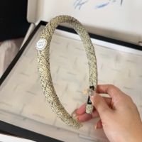 Miu Miu Headband With Strass Round Logo In Cotton Brown