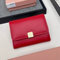 Miu Miu Flap Card Holder In Leather Red