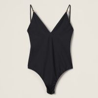 Miu Miu MCO232 One-Piece Swimsuit With Metal Logo Women Lycra Black