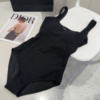 Miu Miu One-Piece Swimsuit With Strass Logo Patch Women Cotton Black