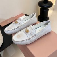 Miu Miu Penny Loafers Women Distressed Suede White