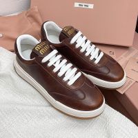Miu Miu Retro Sneakers Women Calfskin Brown