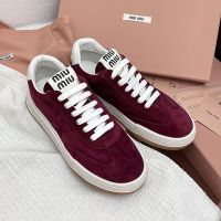 Miu Miu Retro Sneakers Women Suede Burgundy