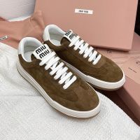 Miu Miu Retro Sneakers Women Suede Camel