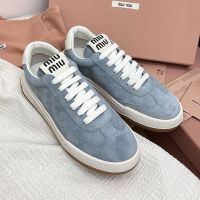 Miu Miu Retro Sneakers Women Suede Light Blue