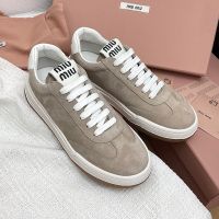 Miu Miu Retro Sneakers Women Suede Light Grey