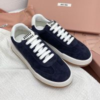Miu Miu Retro Sneakers Women Suede Navy Blue
