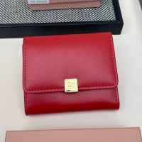 Miu Miu Small Flap Trifold Wallet With Metal Icon Signature In Leather Red