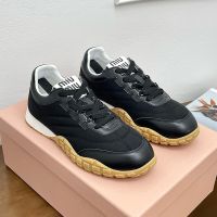 Miu Miu Tyre Sneakers Women Technical Fabric And Calfskin Black