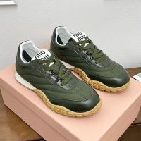 Miu Miu Tyre Sneakers Women Technical Fabric And Calfskin Green