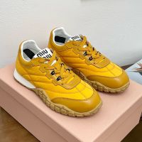 Miu Miu Tyre Sneakers Women Technical Fabric And Calfskin Yellow