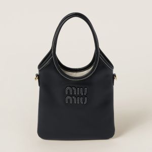 Miu Miu 5BA281 Mini Ivy Handbag In Leather Black