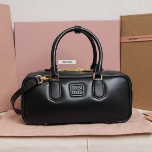 Miu Miu 5BB148 Large Arcadie Bag In Leather Black