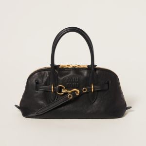 Miu Miu 5BB168 Regular Aventure Top-Handle Bag In Nappa Leather Black