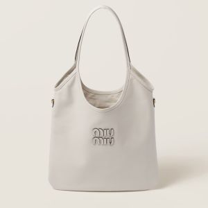 Miu Miu 5BG231 Regular Ivy Bag In Leather White