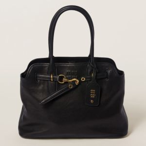 Miu Miu 5BG291 Medium Aventure Bag In Nappa Leather Black