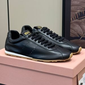 Miu Miu 5E114E Plume Sneakers Women Nappa Leather Black