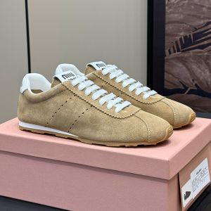 Miu Miu 5E114E Plume Sneakers Women Suede Khaki