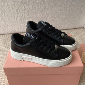 Miu Miu 5E165D Platform Sneakers Women Leather Black