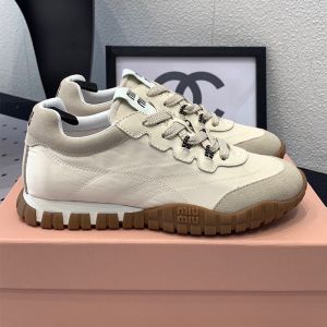 Miu Miu 5E417E Tyre Sneakers Women Technical Fabric And Suede Beige