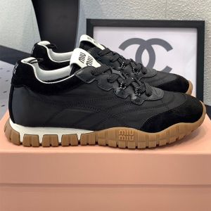 Miu Miu 5E417E Tyre Sneakers Women Technical Fabric And Suede Black