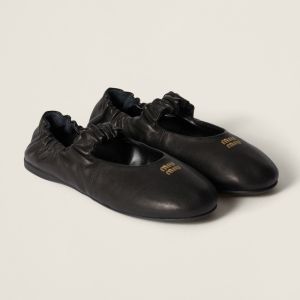 Miu Miu 5F340E Ruches Ballerinas Women Nappa Leather Black