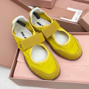 Miu Miu 5F416E Tyre Ballerinas Women Technical Fabric And Suede Yellow