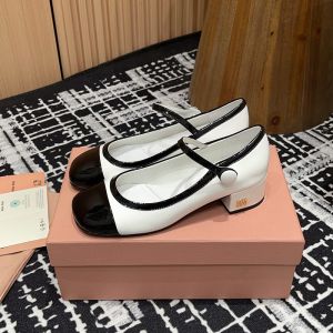 Miu Miu 5I435E Two-tone Mary Jane Pumps Women Patent Leather White/Black