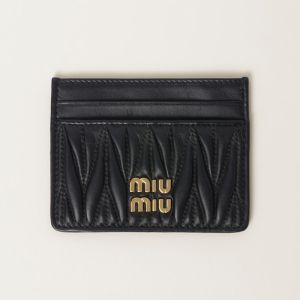 Miu Miu 5MC076 Card Holder In Matelasse Nappa Leather Black