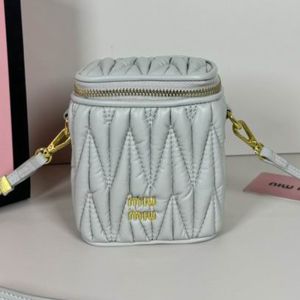 Miu Miu 5NR018 Micro Vanity Case In Matelasse Nappa Leather Grey