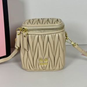 Miu Miu 5NR018 Micro Vanity Case In Matelasse Nappa Leather Khaki