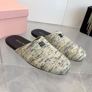 Miu Miu 5S368E Slippers Women Wool Beige/Yellow